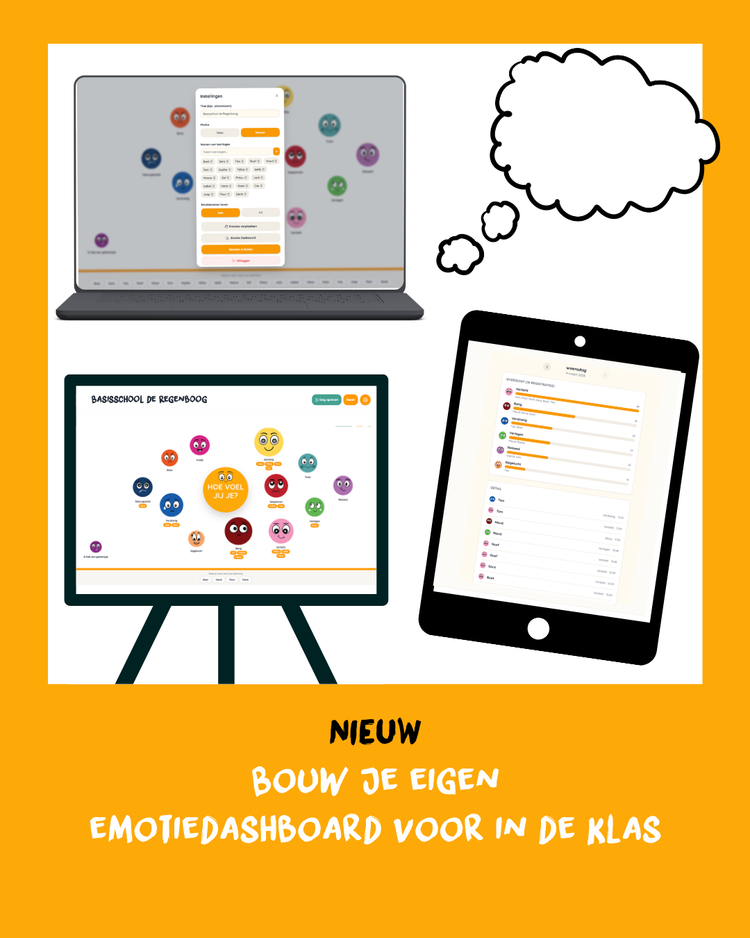 Emotiedashboard van de Online MoodWall in de klas